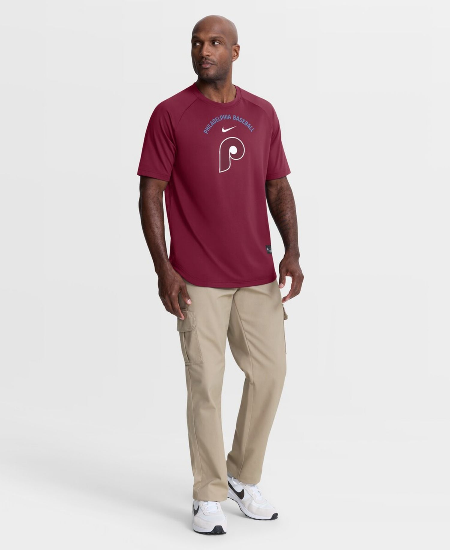 Men's Burgundy Philadelphia Phillies Authentic Collection Batting Practice Pre-Game Raglan Dri-FIT T-Shirt