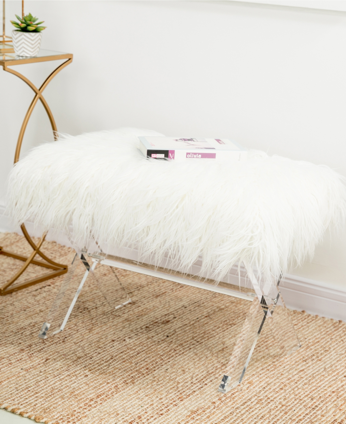 Glitzhome 18.5" Acrylic Blending Style Bench