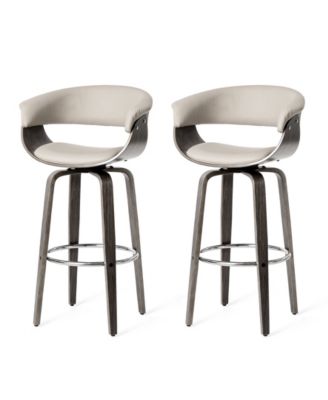 Mid-century Modern Leatherette Swivel Bar Stool, Set of 2