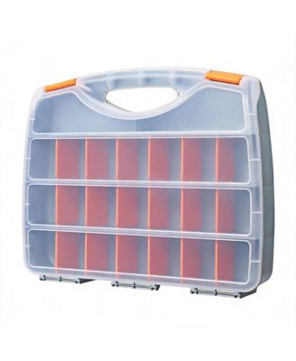 Hardware Storage Box with handle, lid, and adjustable dividers