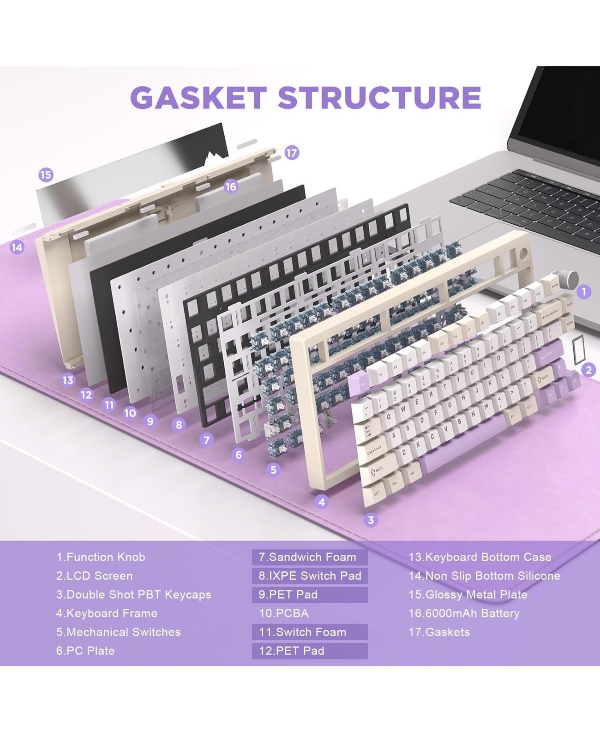 Lamicall AL80 75% Full Aluminum Lcd Display Tri-Mode Gaming Keyboard