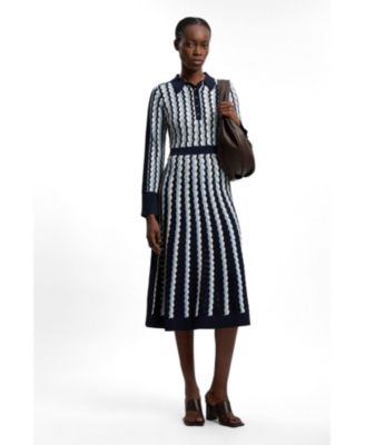 Women's Pointelle Collared Midi Dress