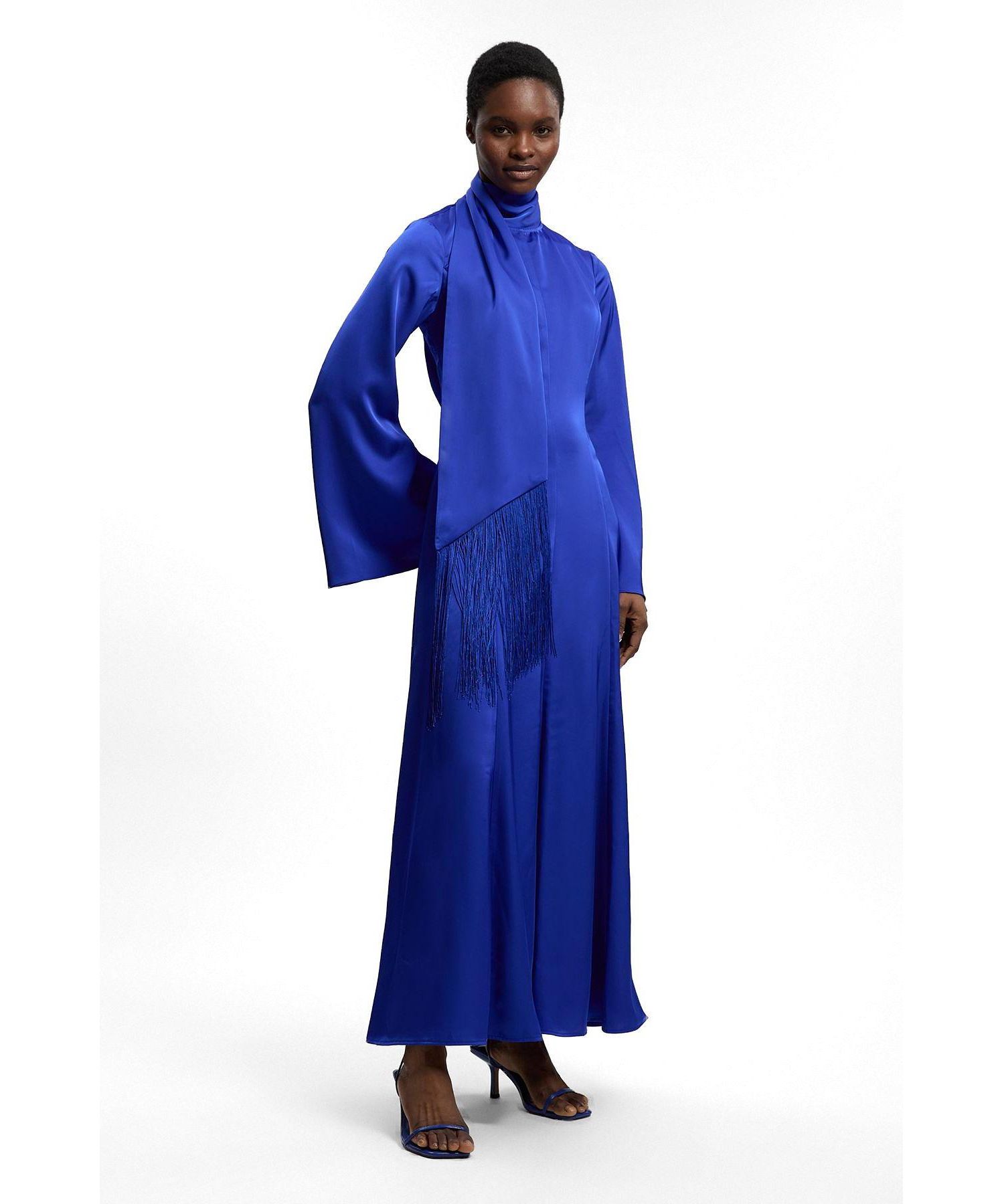 Women's High Neck Long Sleeve Maxi Dress