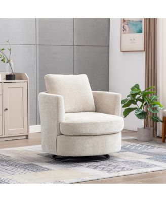 31.9'' Chenille Swivel Barrel Accent Chair for Living Room
