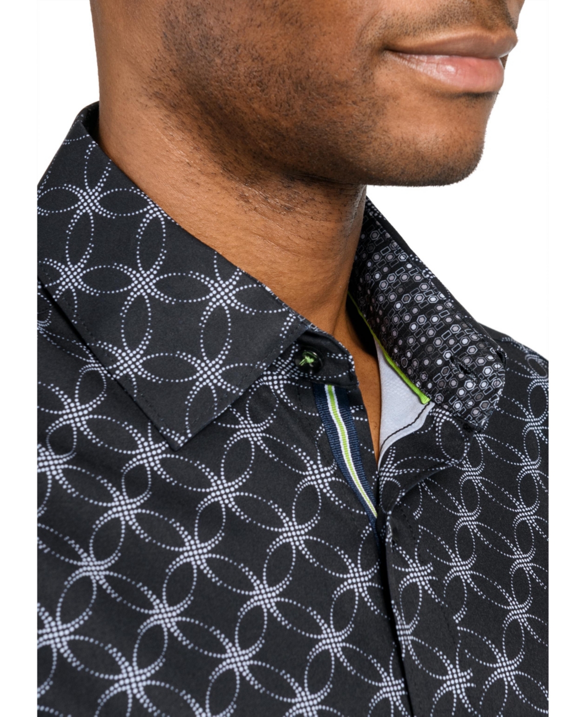 Society of Threads Men's Regular Fit 4-Way Stretch Performance Overlapping Rings Long Sleeve Button Down