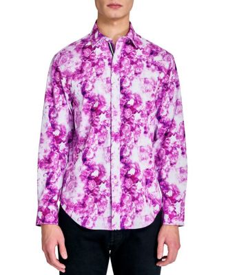 Men's Regular Fit 4-Way Stretch Performance Somber Rose Long Sleeve Button Down