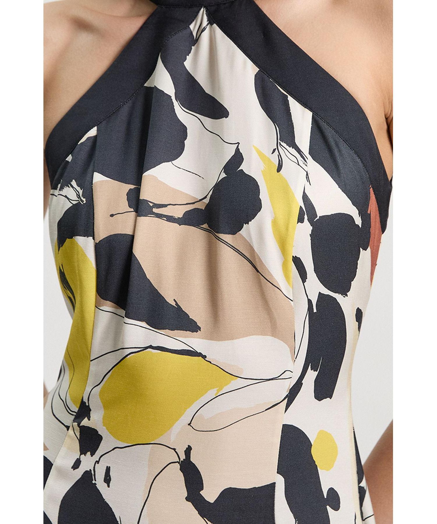 Women's Abstract Print Halter Maxi Dress