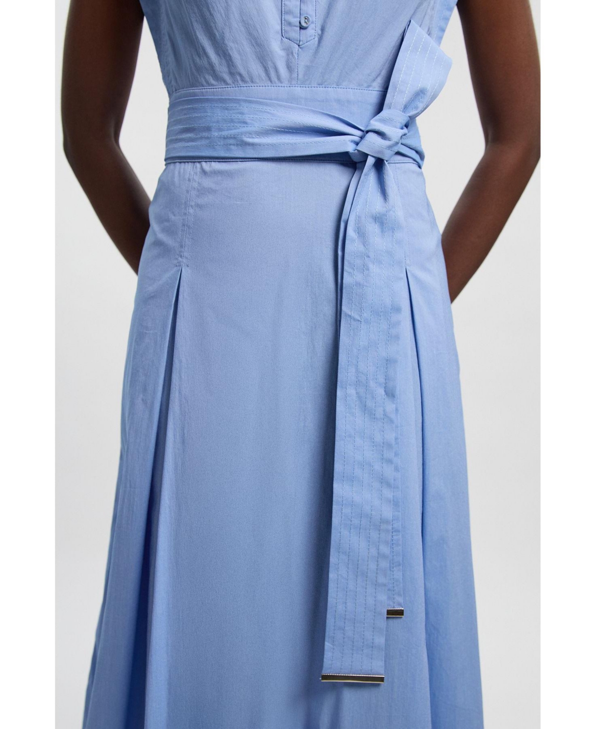 Karen Millen Women's Cotton Tie Waist Midi Dress