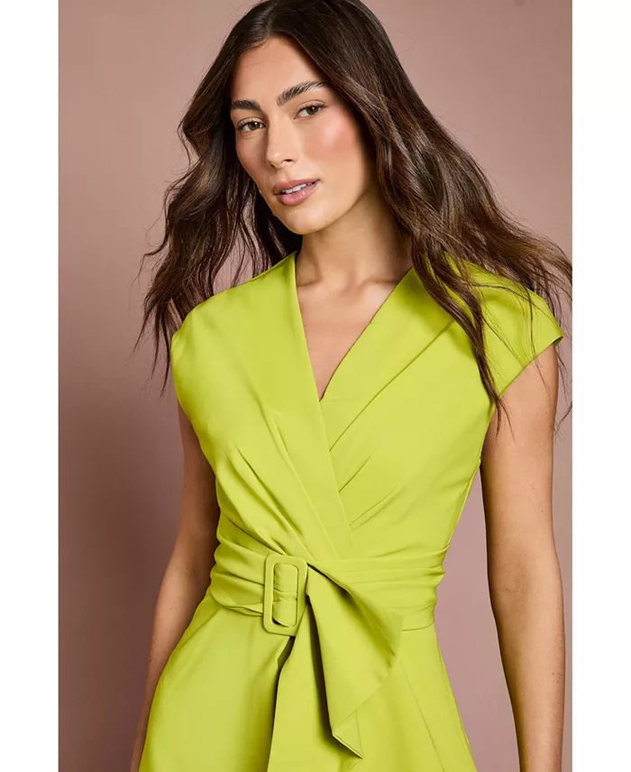 Women's Belted Crepe Dress - thumbnail 4