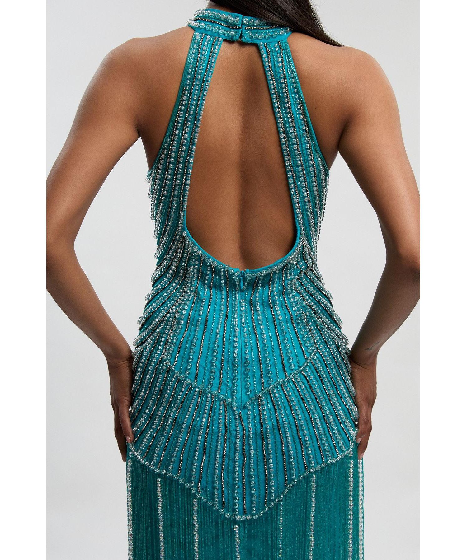 Women's Crystal Fringe Maxi Dress