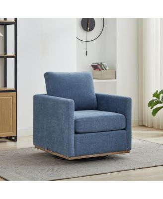  30.7''With  Upholstered 360 Swivel Accent Chair with Weathered Wooden Base