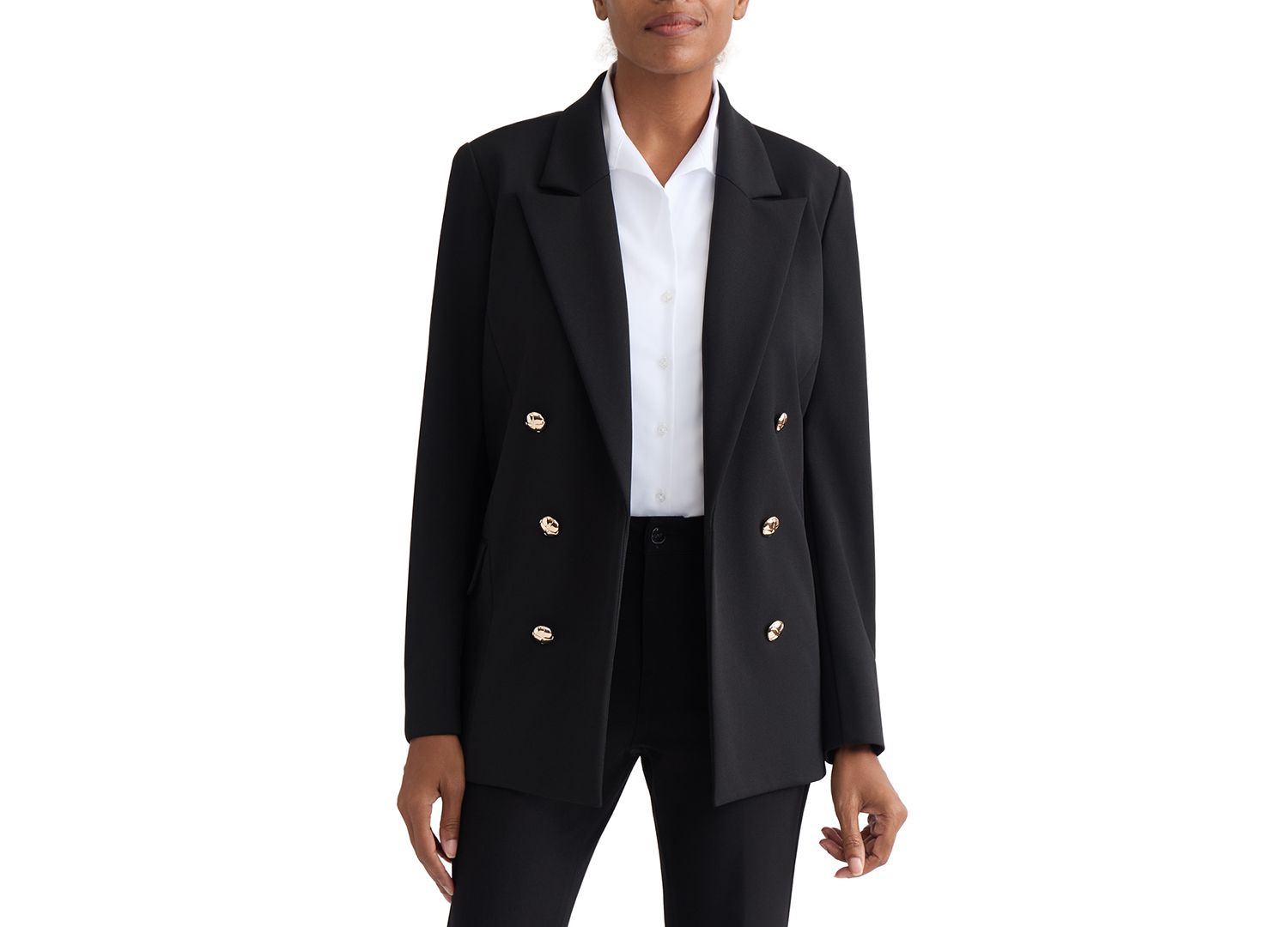 Women's Double-Breasted Open-Front Blazer