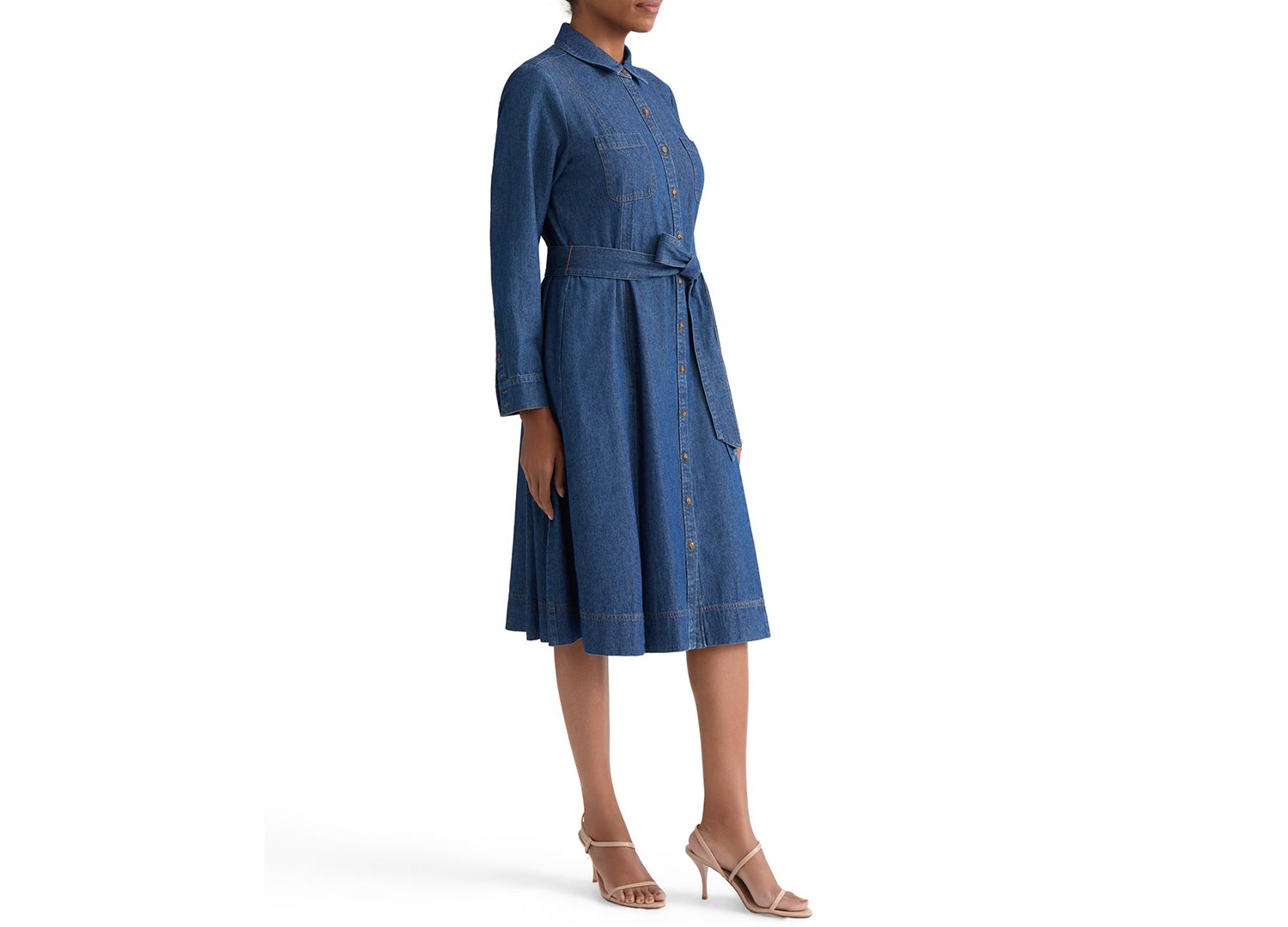 Women's Button-Up Cotton Shirt Dress