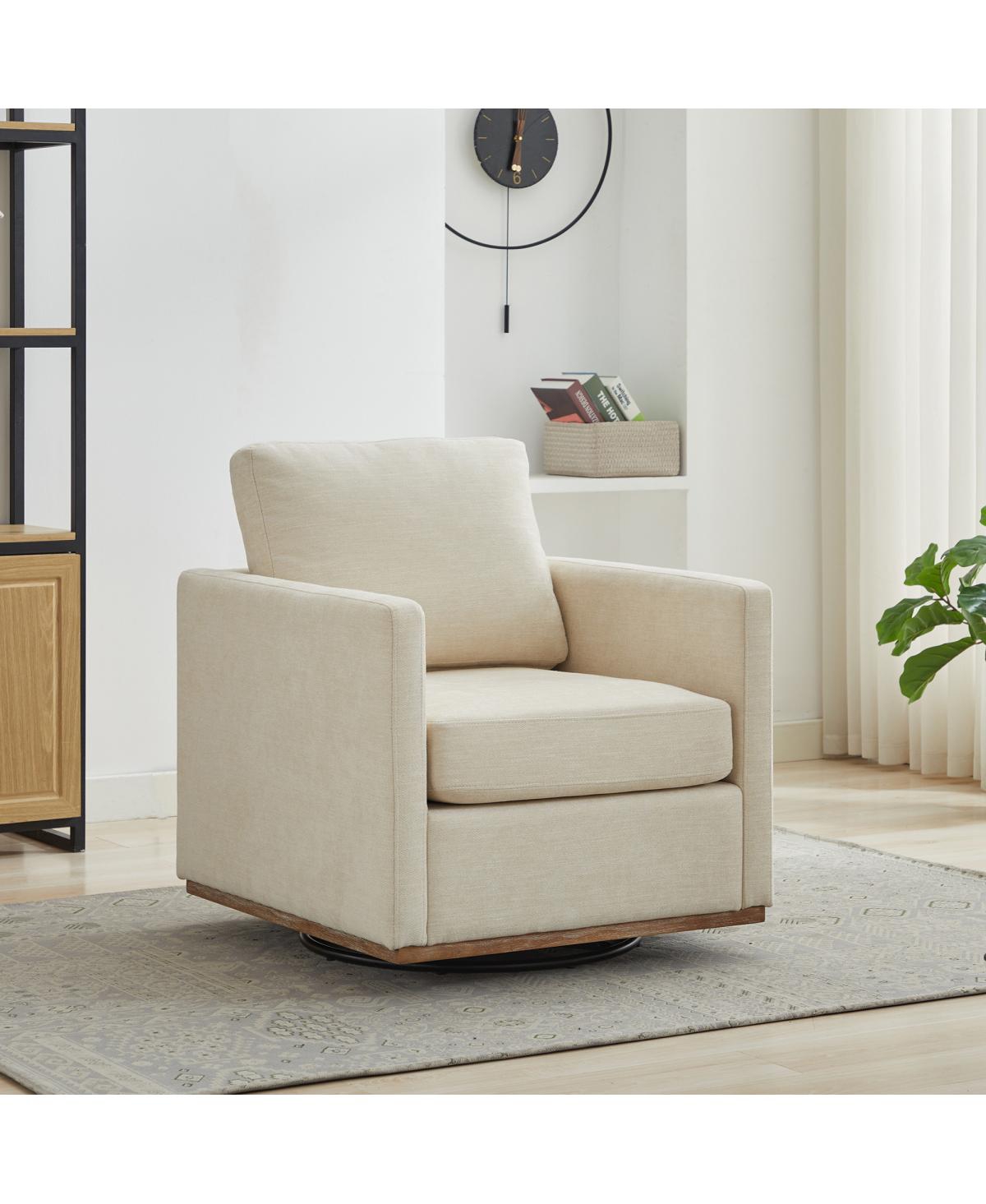 Streamdale Furniture 30.7''W Upholstered 360 Swivel Accent Chair with Weathered Wood Base