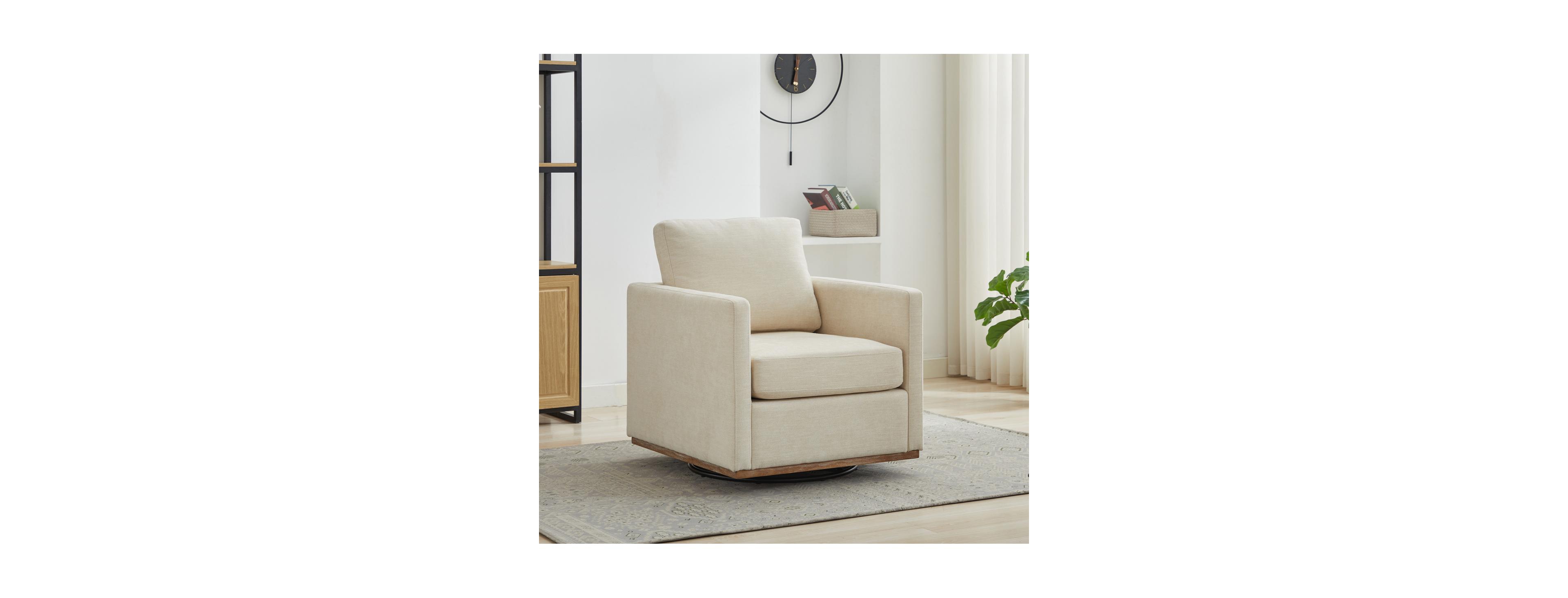 Streamdale Furniture 30.7''W Upholstered 360 Swivel Accent Chair with Weathered Wood Base