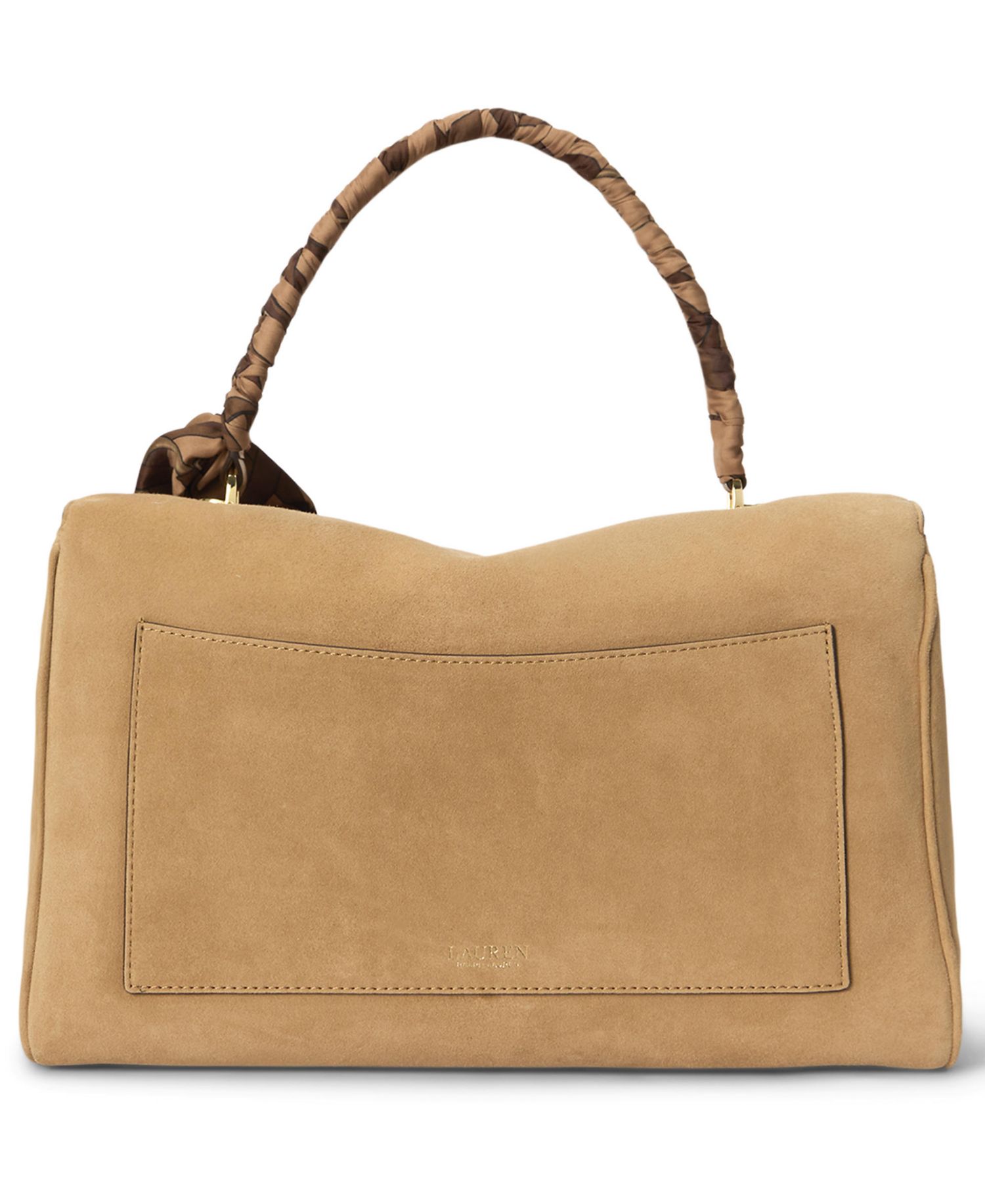 Farrah Suede Scarf Trim Medium Soft Satchel Bag