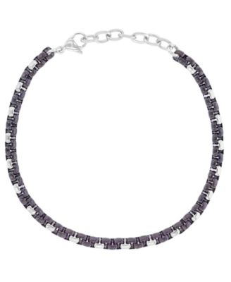 Men's Black Platinum Pear Lock Chain Bracelet