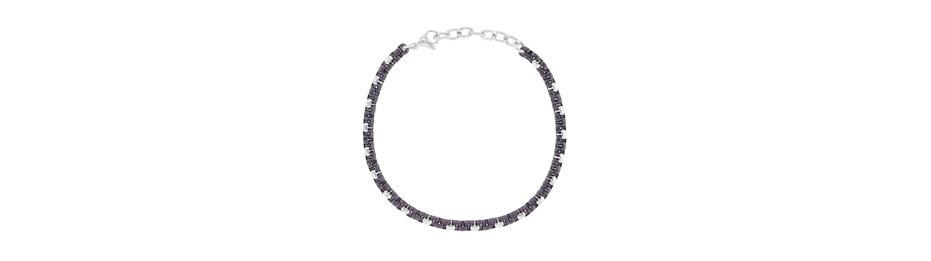 Quiksilver Men's Black Platinum Pear Lock Chain Bracelet
