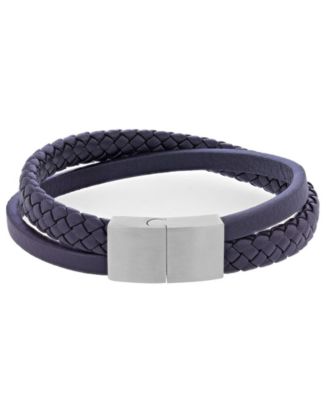 Quiksilver Mens Platinum-Plated Steel Cylinder Lock Two-Layer Bracelet - PlatinumBlack 65$