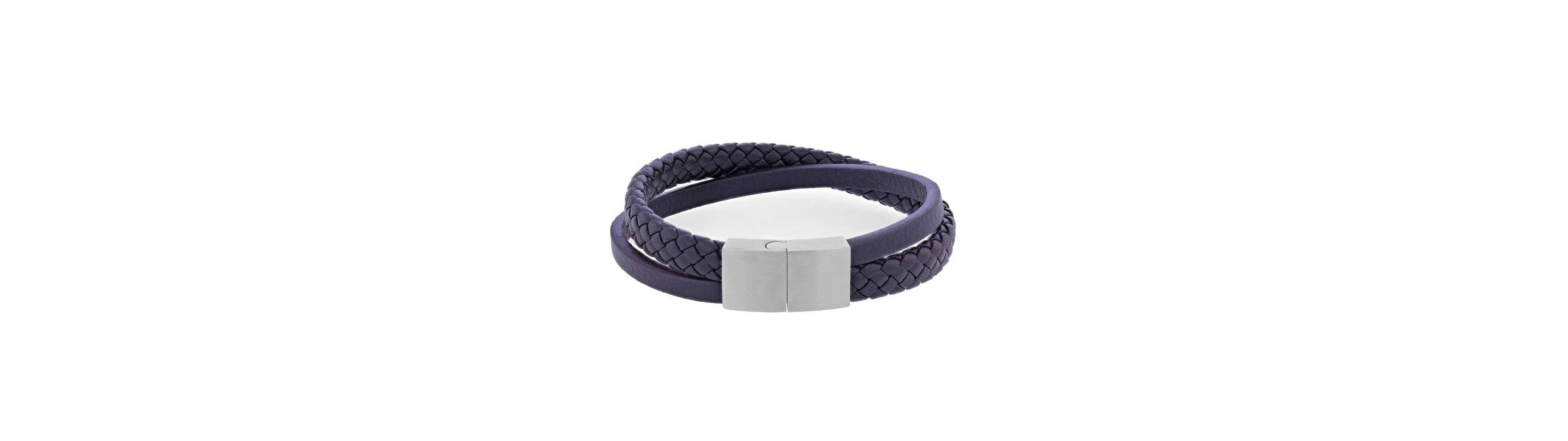Quiksilver Men's Platinum-Plated Steel Cylinder Lock Two-Layer Bracelet