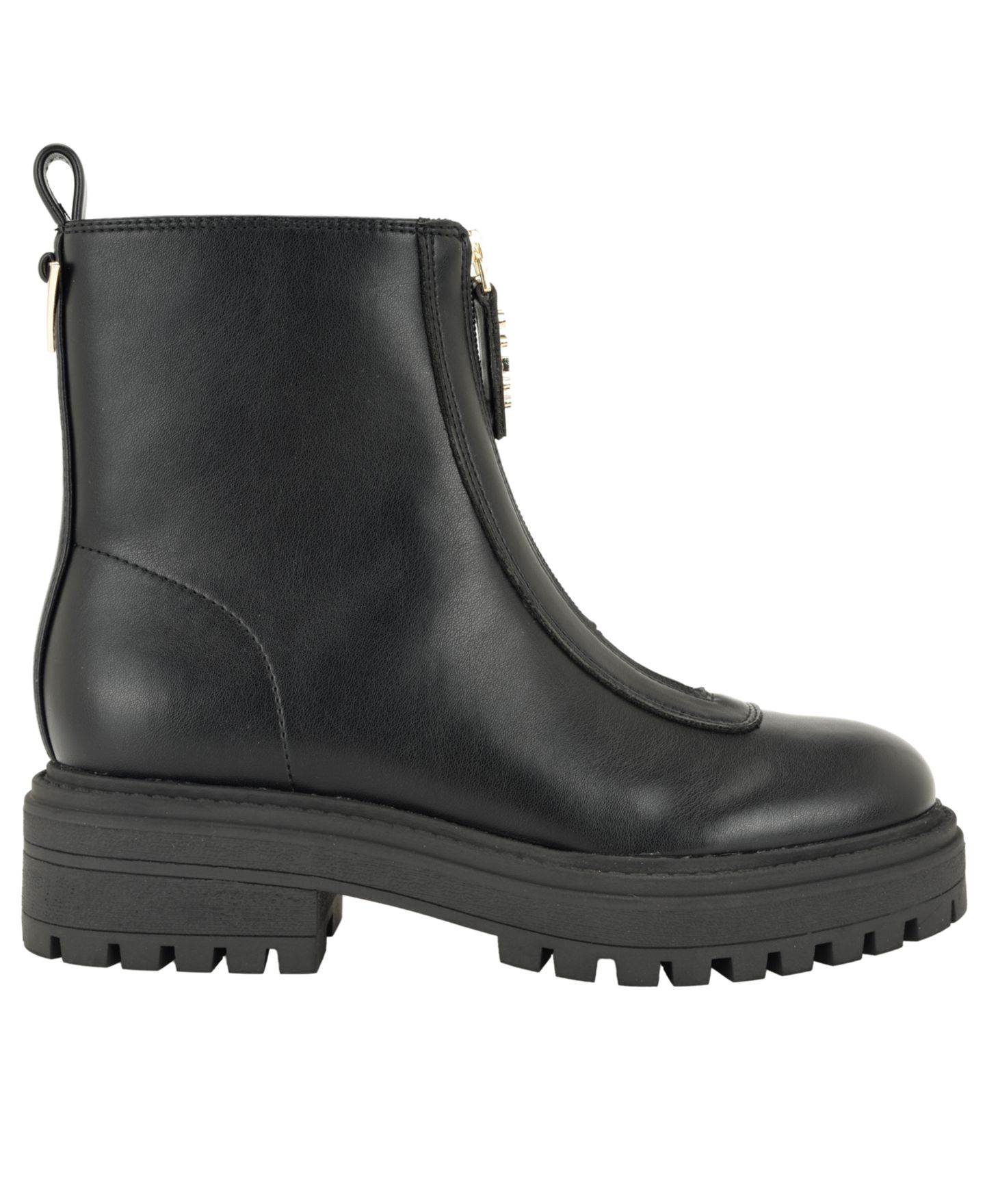 Женские ботинки GUESS Syyan Front Zip Lug Sole Booties, цвет: Чёрный гладкий — фото 2