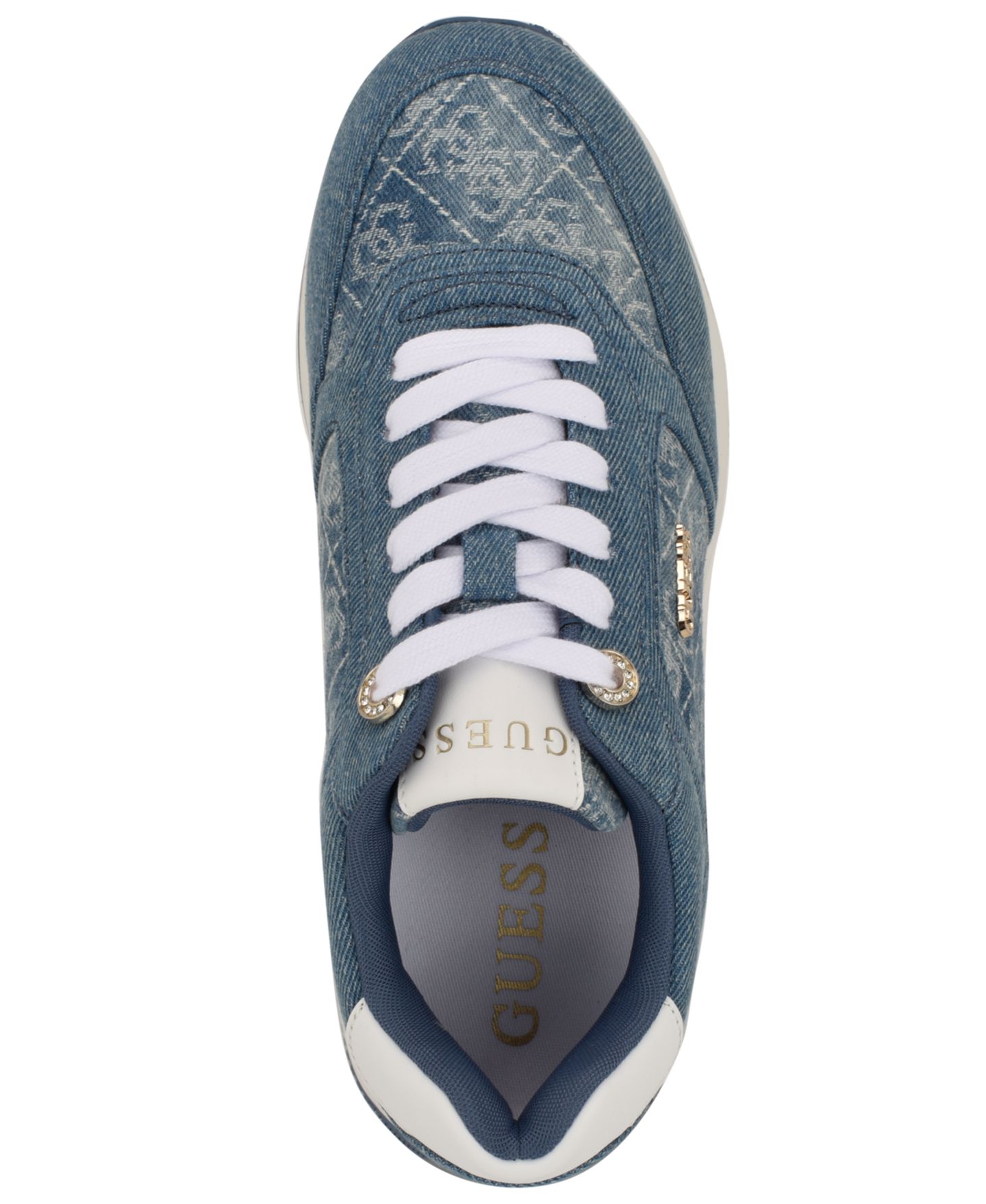 Женские кроссовки GUESS Camrio Double Platform Lace-Up, цвет: Средний синий джинсовый — фото 4