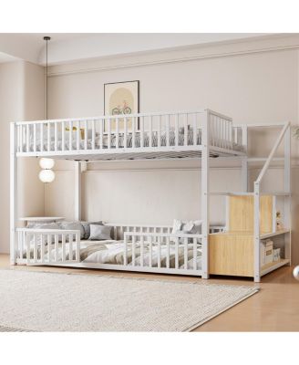  Twin size bunk bed with storage ladder