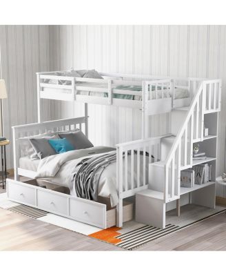 Twin-Over-Full Stairway Bunk Bed with Storage