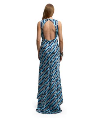 Karen Millen Chain Print Hammered Satin Cowl Neck Dress