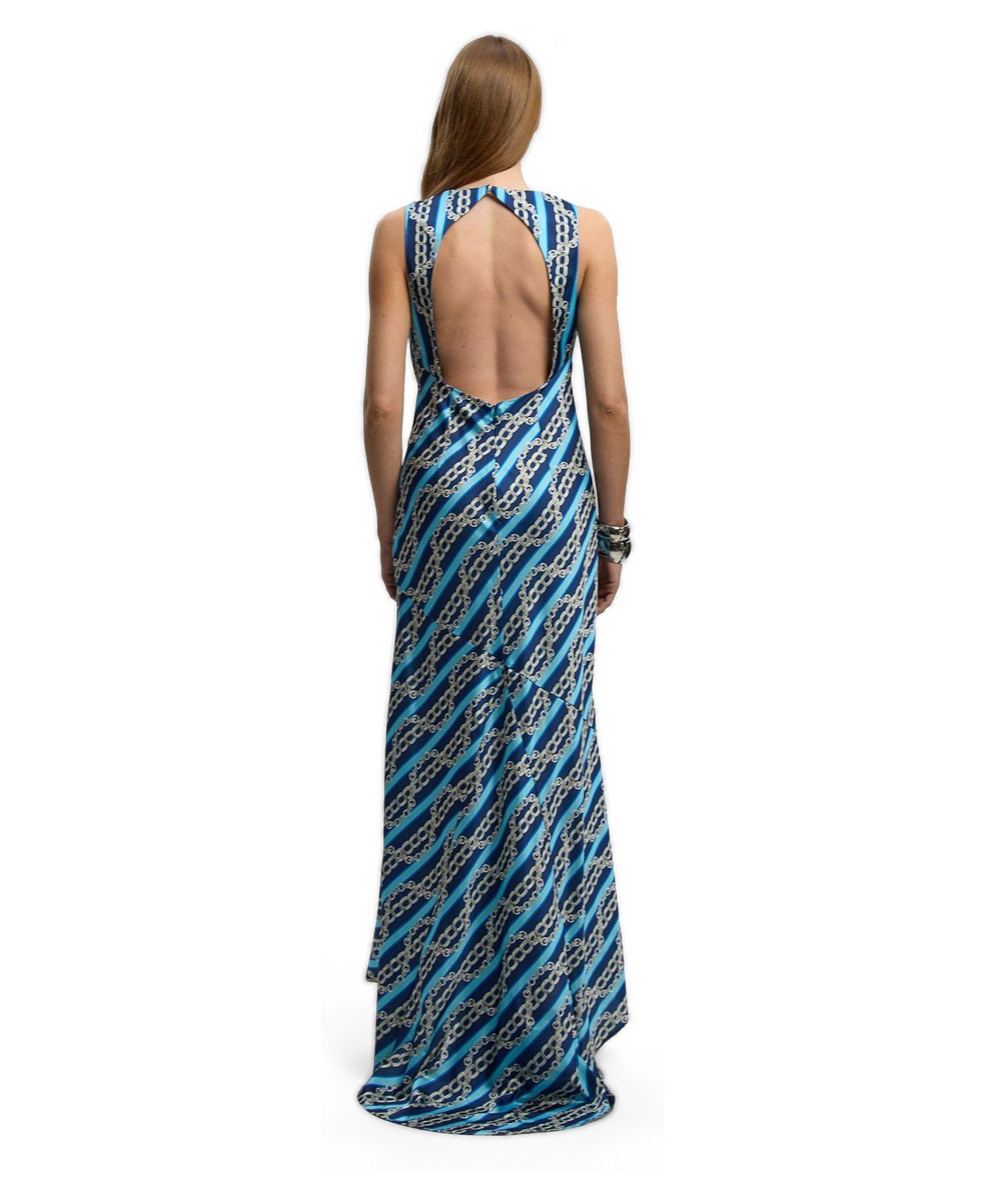 Women's Chain Print Cowl Neck Maxi Dress