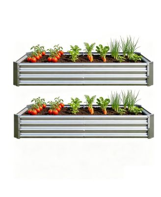 2-Pieces 6x3x1ft Metal Raised Rectangle Garden Planter Beds