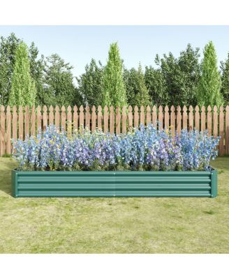 2-Pieces 8x4x1ft Metal Raised Rectangle Garden Planter Beds