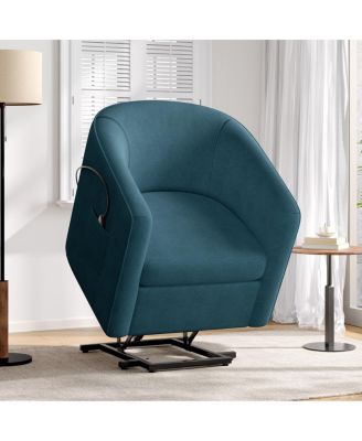 Power Lift Barrel Recliner Chair with Footrest and Side Pocket