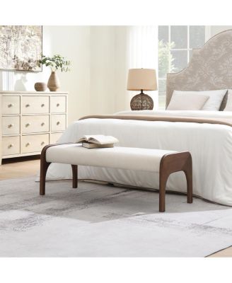 50.25'' Modern Upholstered Chenille Dining Bench with Rubber Wood Legs