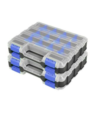 2-pack Small Parts Organizer Box Double Side Removable Dividers Hardware Storage