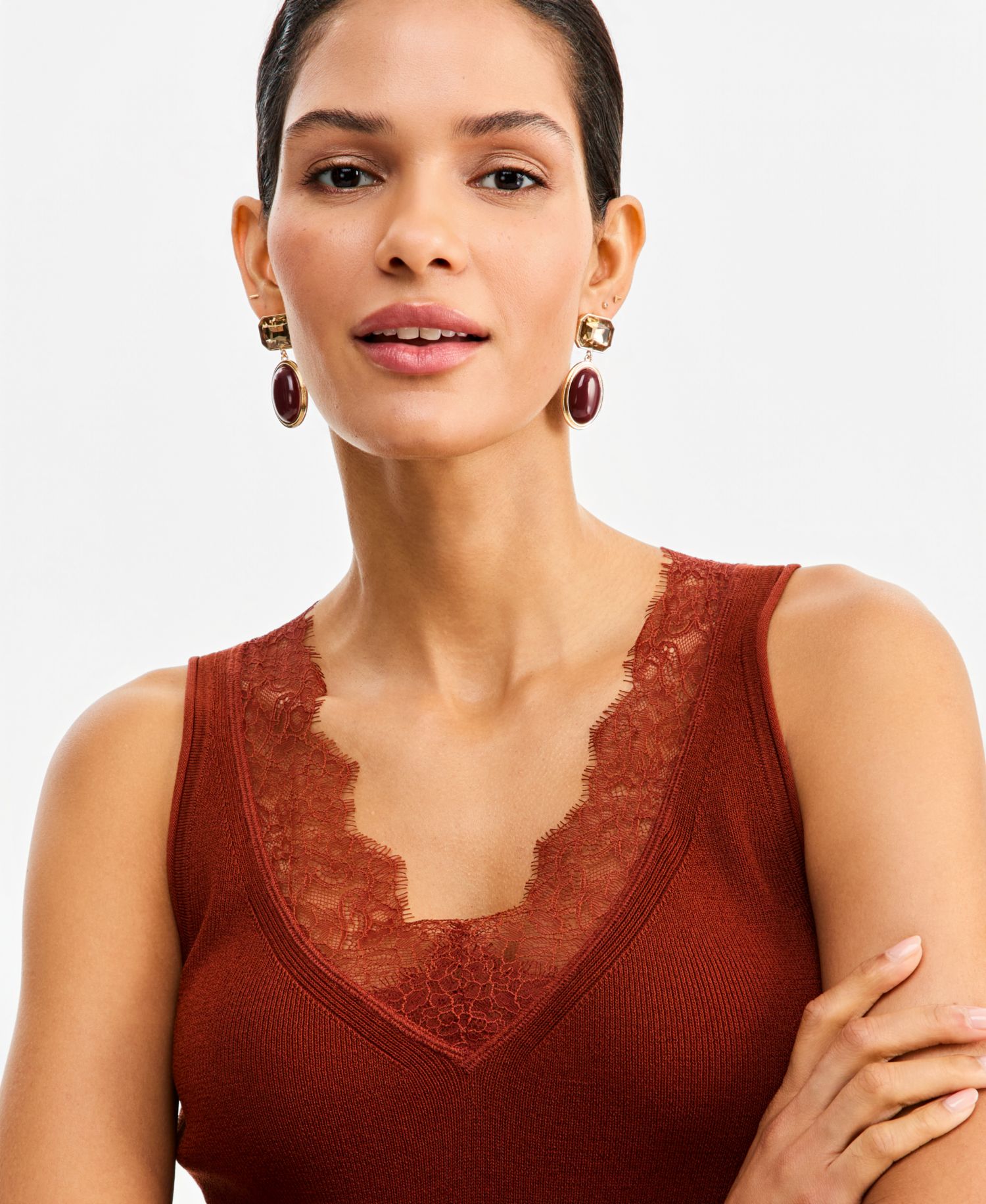Women's Lace-Trim V-Neck Sweater Tank, Macy's Exclusively