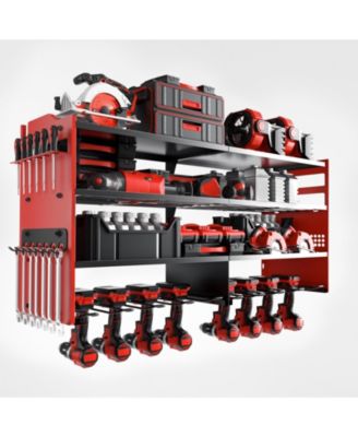 Power Tool Organizer Wall Mount Drill Holder Metal Rack Garage Workshop Storage