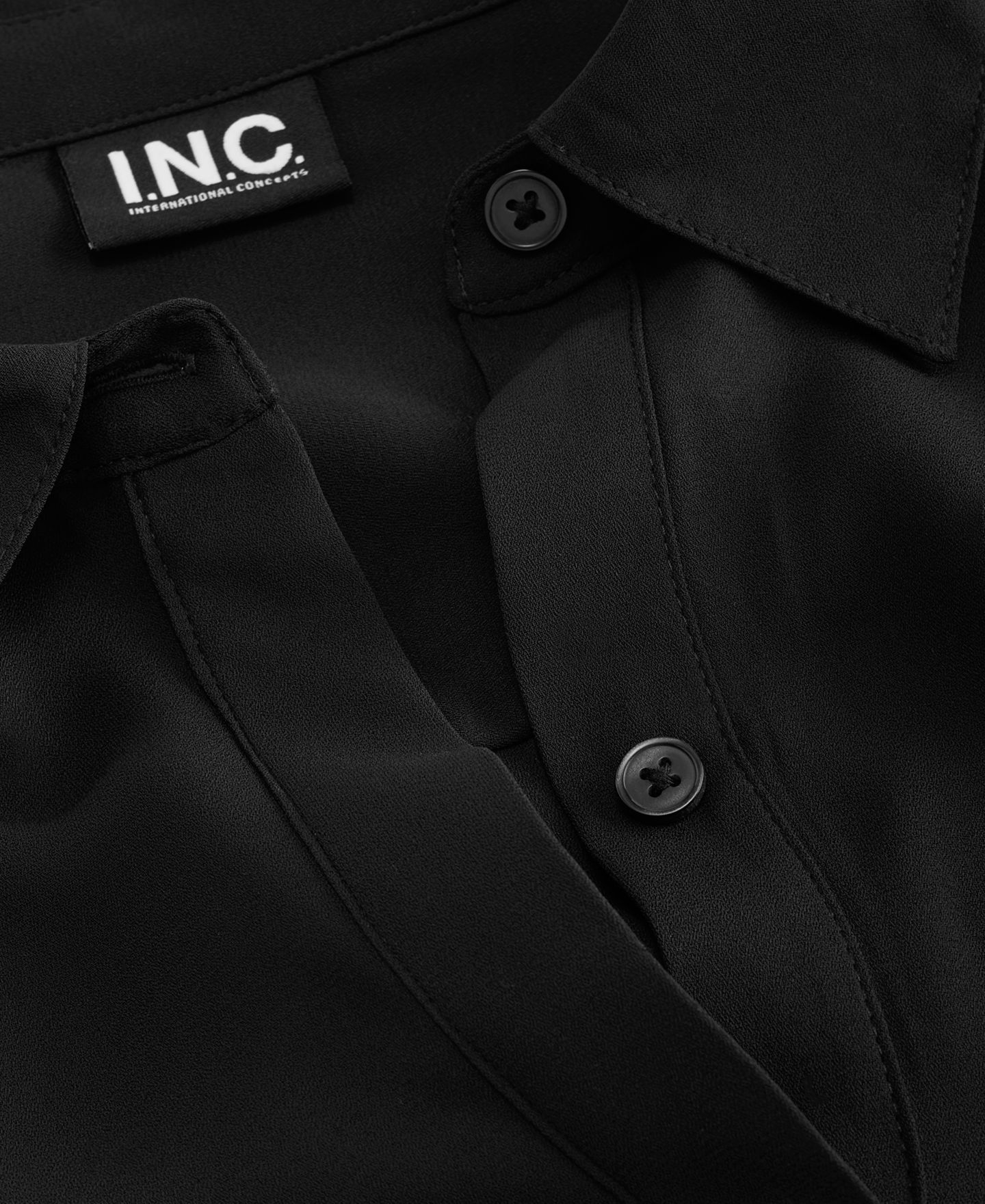 Женская блузка I.N.C. International Concepts Long-Sleeve Collared Button-Down Tunic Blouse, цвет: Глубокий чёрный — фото 4