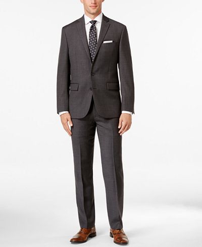 Ryan Seacrest Distinction Men's Slim-Fit Gray Windowpane Suit Separates, Only at Macy's