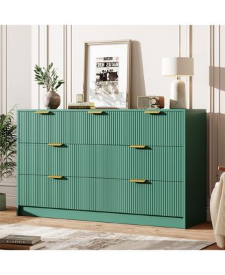 Fluted 7 Drawers Dresser for Bedroom, Wide Modern Chest of Drawers with Metal Handles, For Living Room, Entryway, Hallway