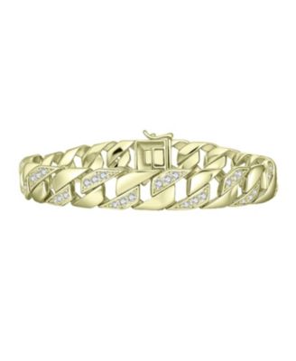Sterling Silver Iced Out CZ Pave Braided Cuban Chain Bracelet