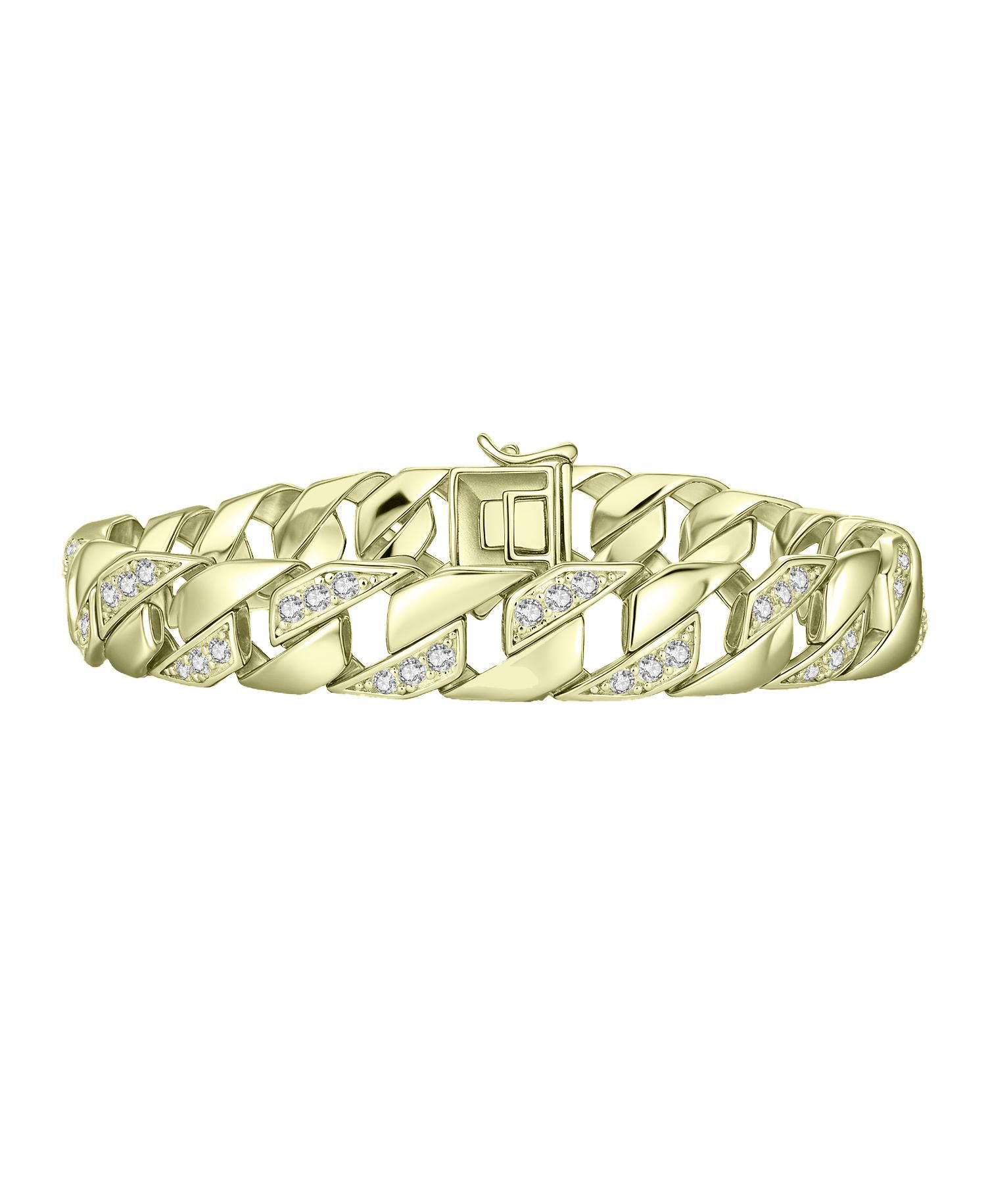 Sterling Silver Iced Out CZ Pave Braided Cuban Chain Bracelet