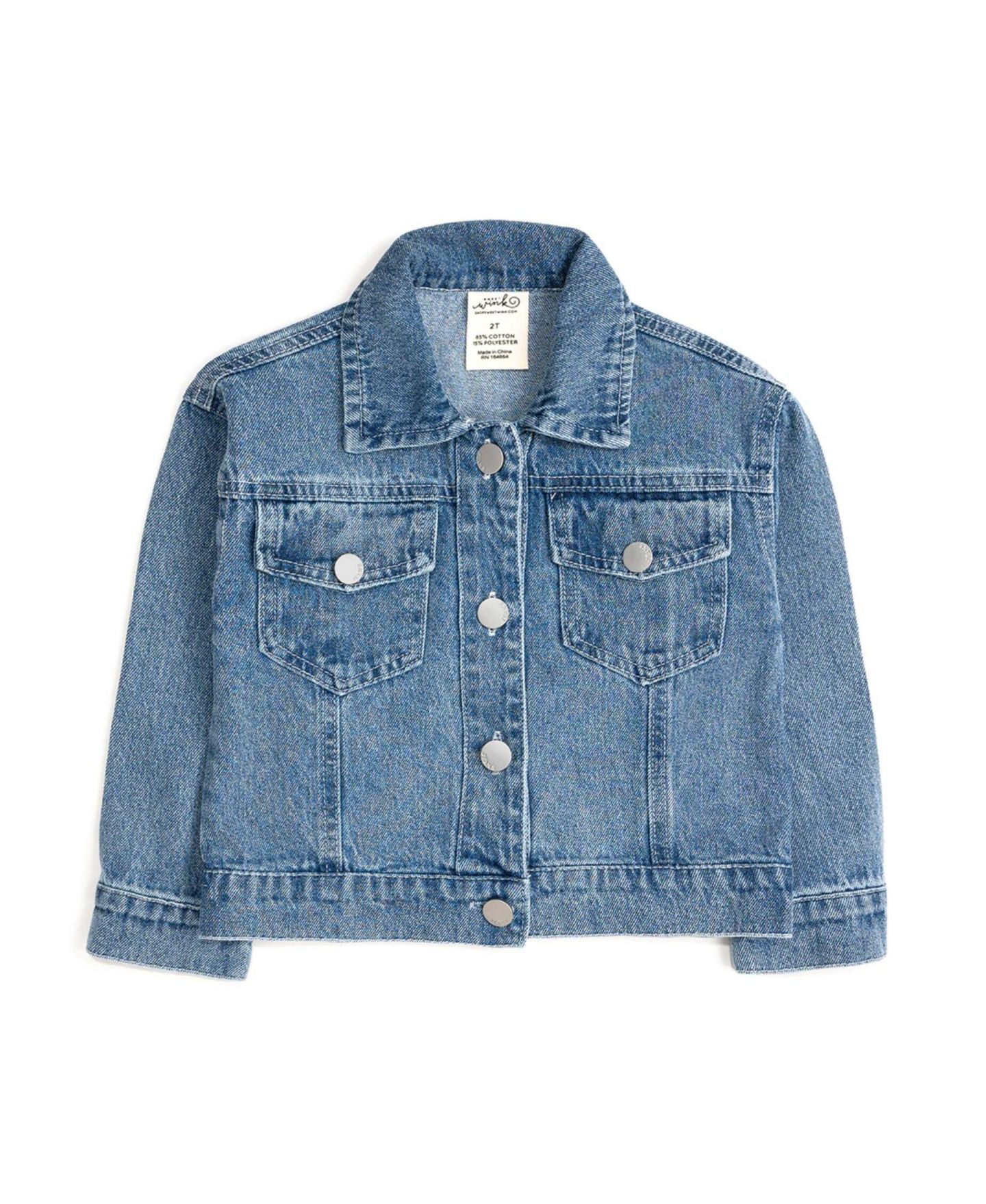 Куртка Sweet Wink Blue Plaid Bow Patch Denim для девочек, цвет: Джинсовый — фото 2