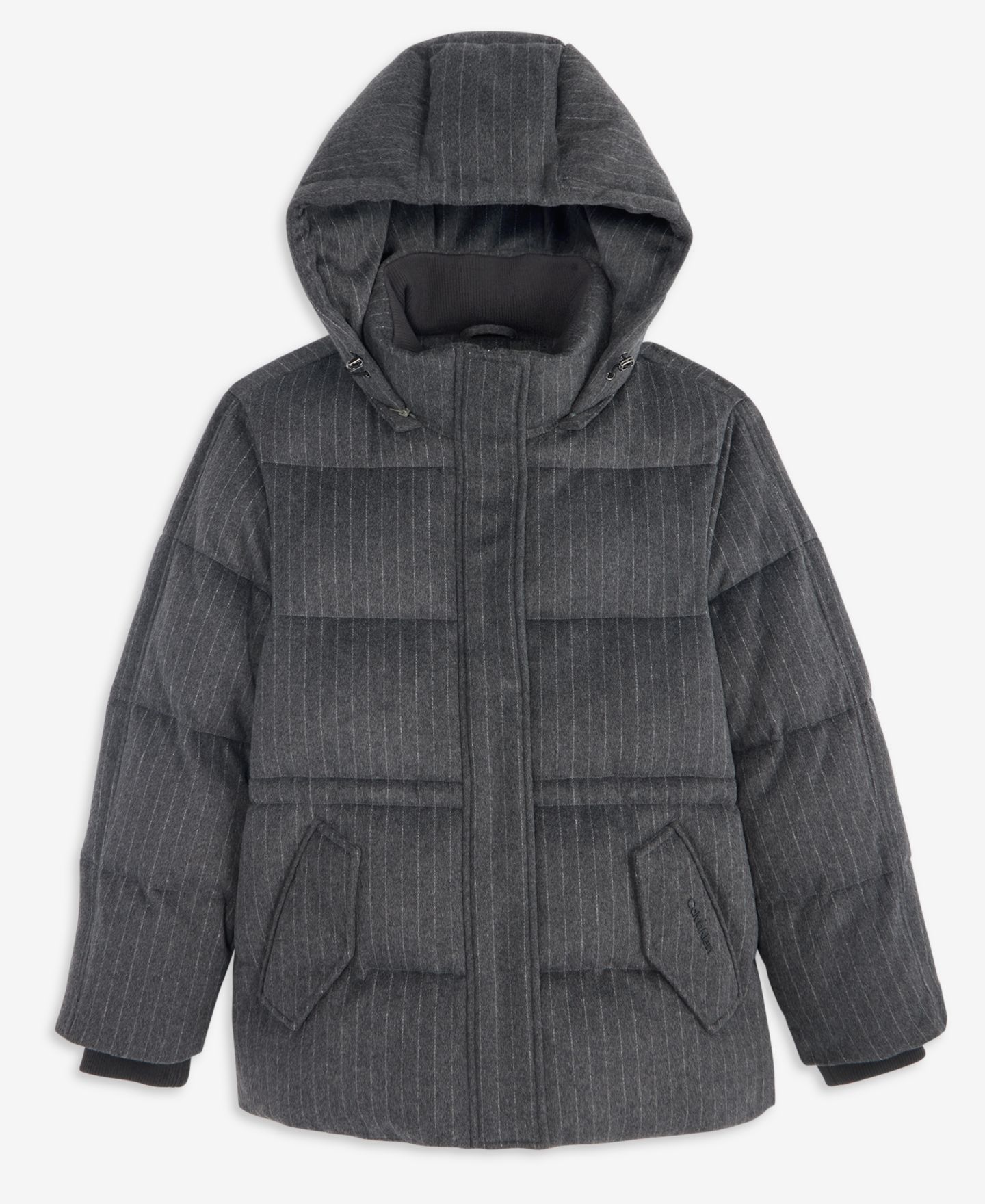 Женская куртка Calvin Klein Pinstripe Quilted Hooded Puffer, цвет: Серый — фото 4