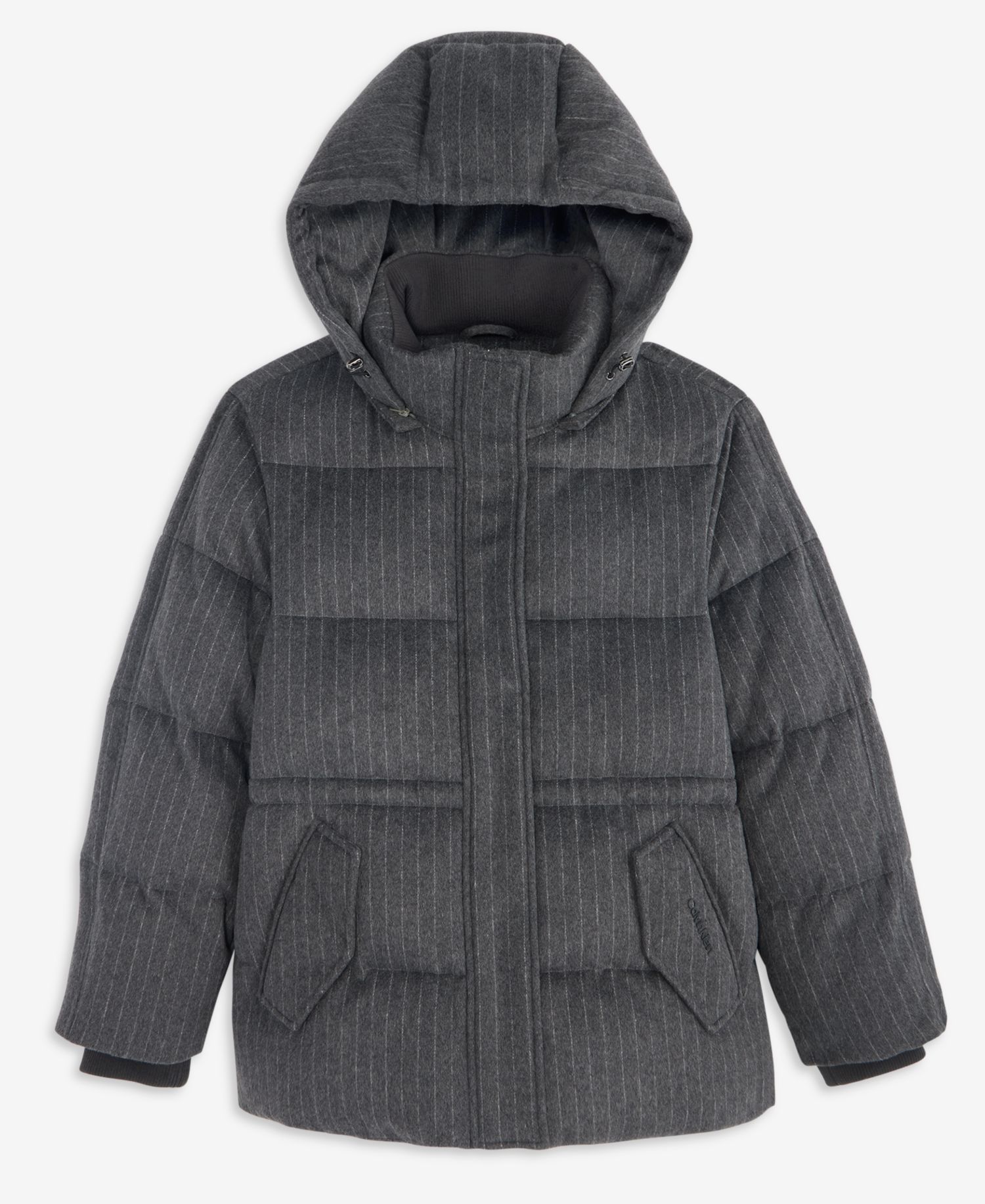 Women's Pinstripe Quilted Hooded Puffer Coat