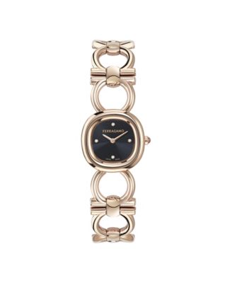 Women's Double Gancini IP Rose Gold Stainless Steel Bracelet Watch 25mm