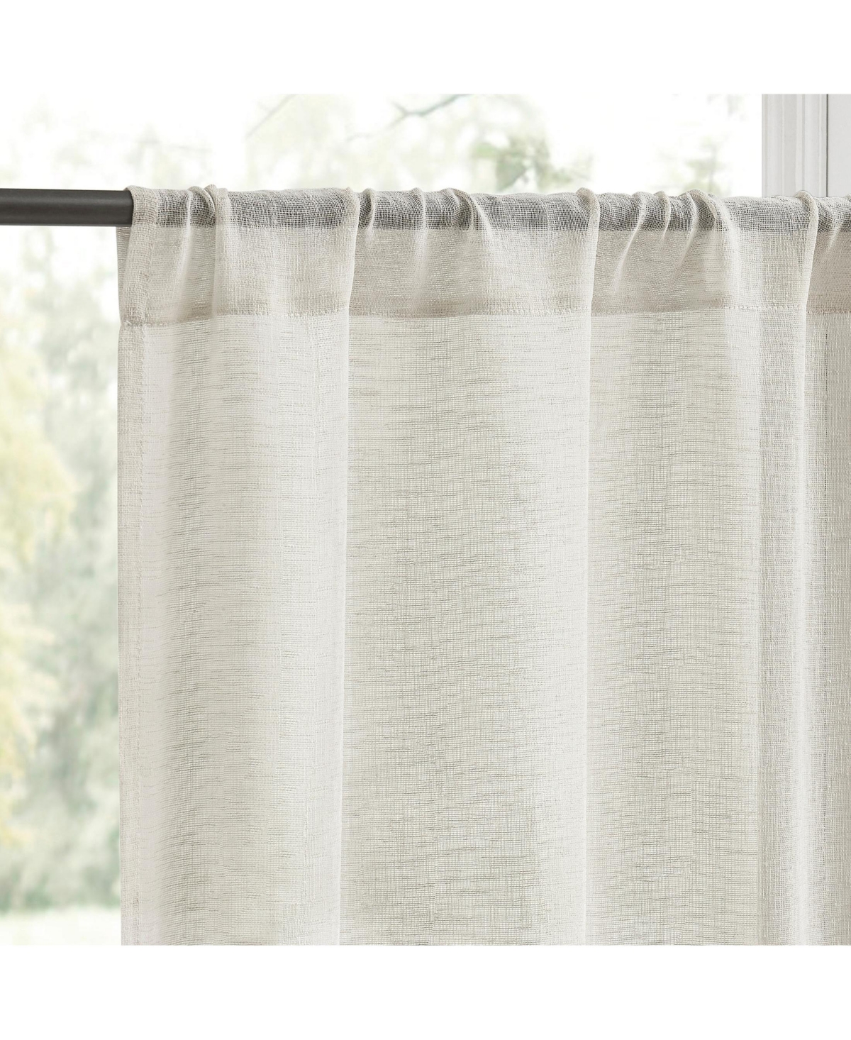 No. 918 Camille Macrame Lace Trim Sheer Rod Pocket Kitchen Curtain Tier Pair