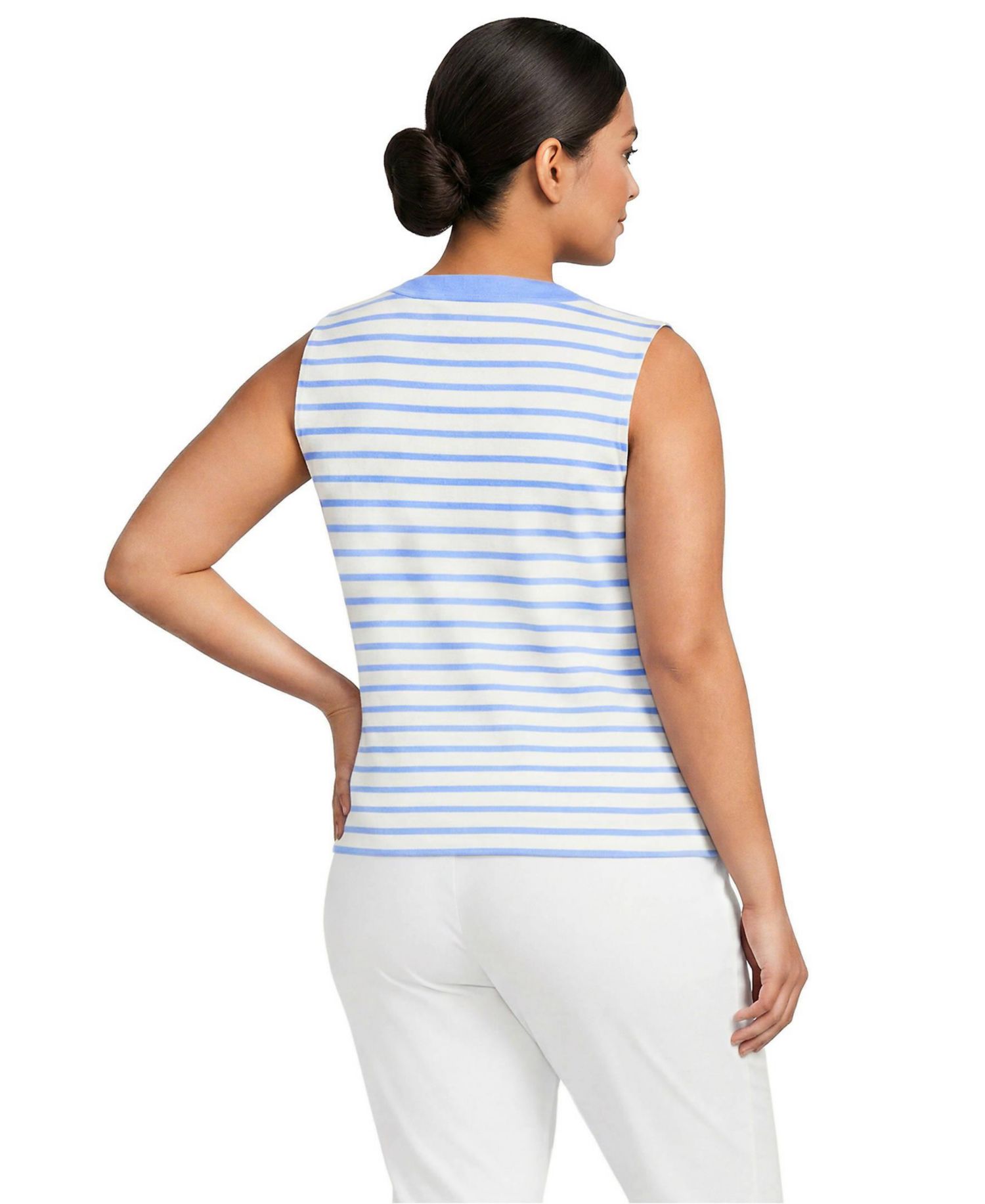 Women's Plus Size Mariner Button Shoulder Tank