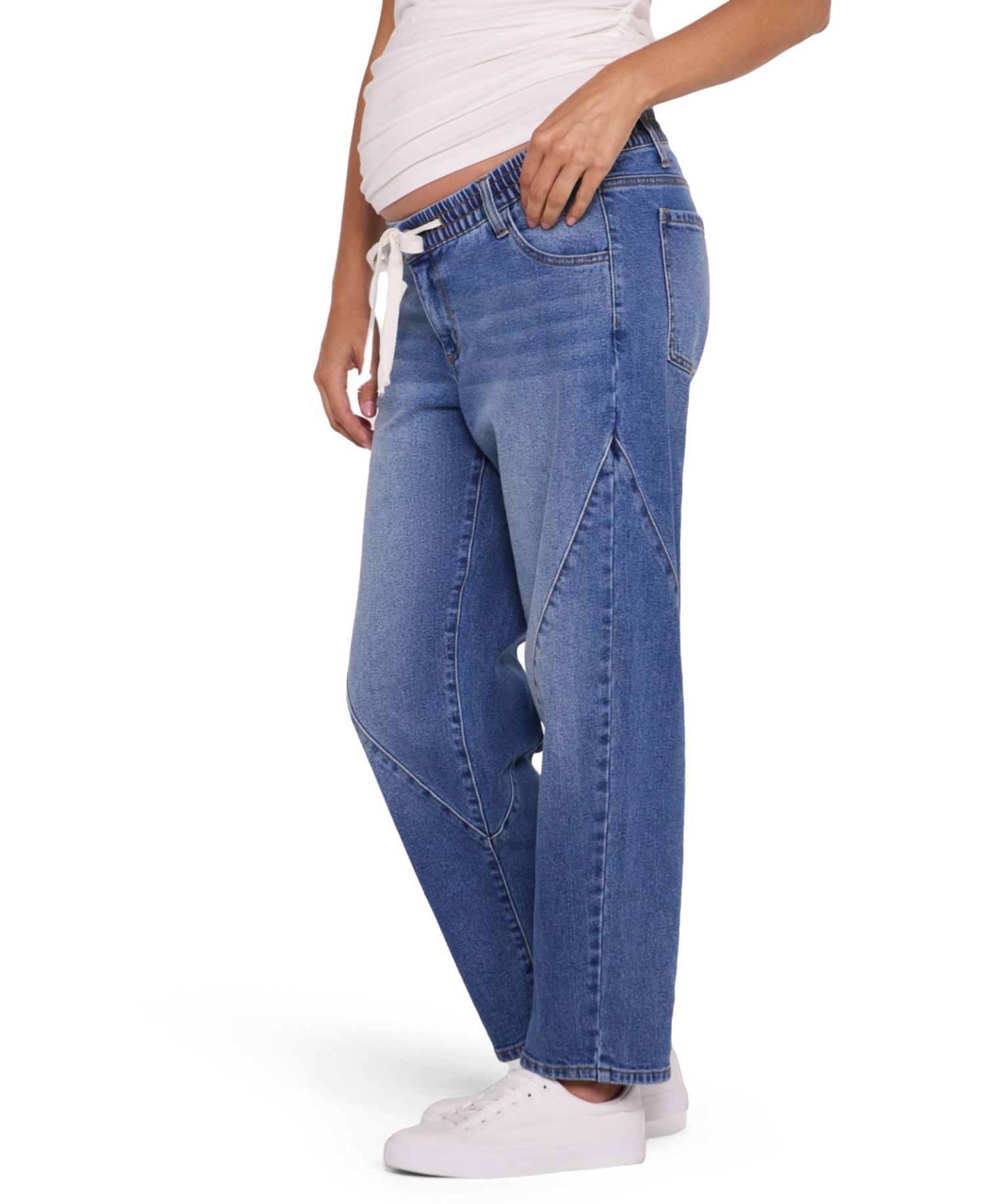 Women's Motherhood Drawstring Pull On Barrel Jean
