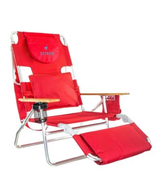 The Deluxe 3N1 Lightweight Outdoor Beach Lounge Chair w/ Footrest, Red